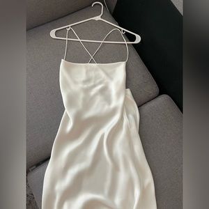 Zara White Cowl Neck Strappy Satin Effect Slip Mini Dress